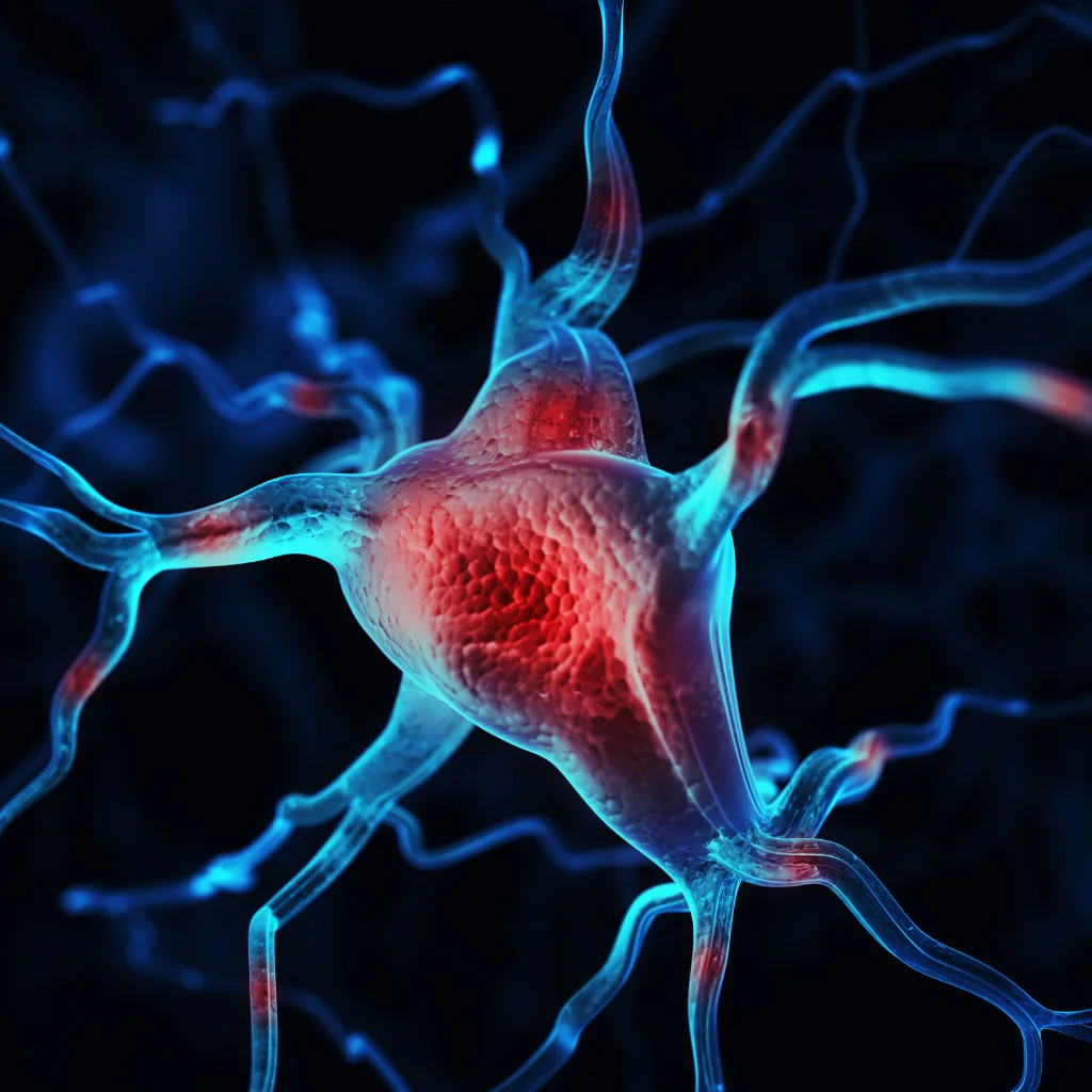 Illustration of an irritated nerve cell