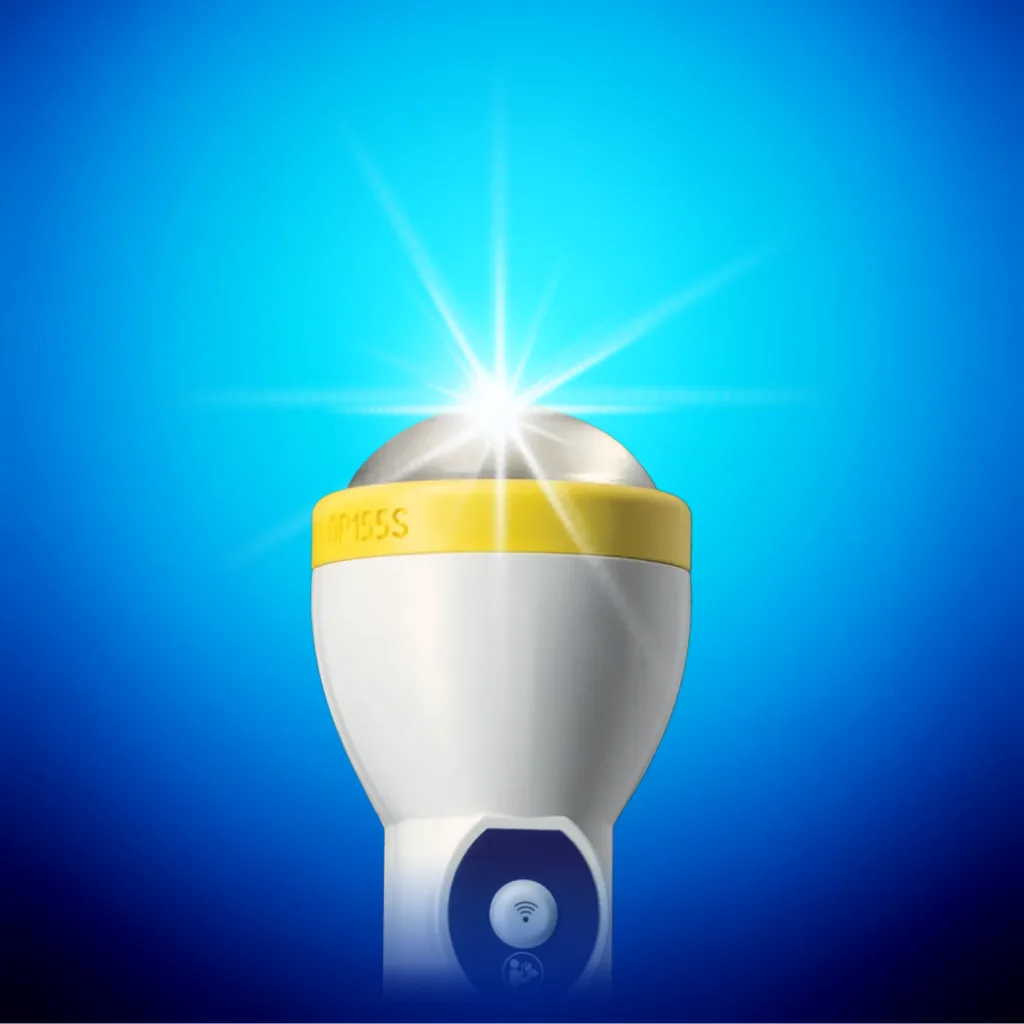 SoftWave OrthoGold applicator head releasing a focused acoustic pulse from its treatment tip